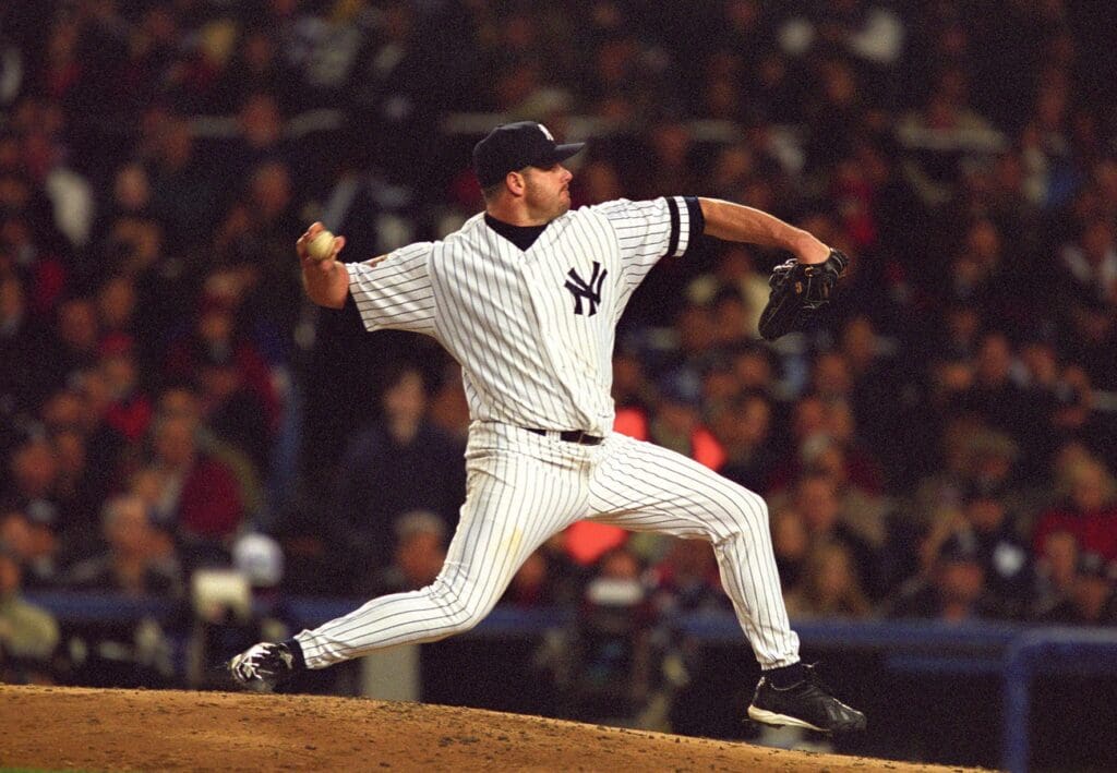 Oct 30, 2001; Bronx, NY, USA; FILE PHOTO; New York Yankees pitcher Roger Clemens on the mound against the Arizona Diamondbacks during game three of the 2001 World Series at Yankee Stadium.