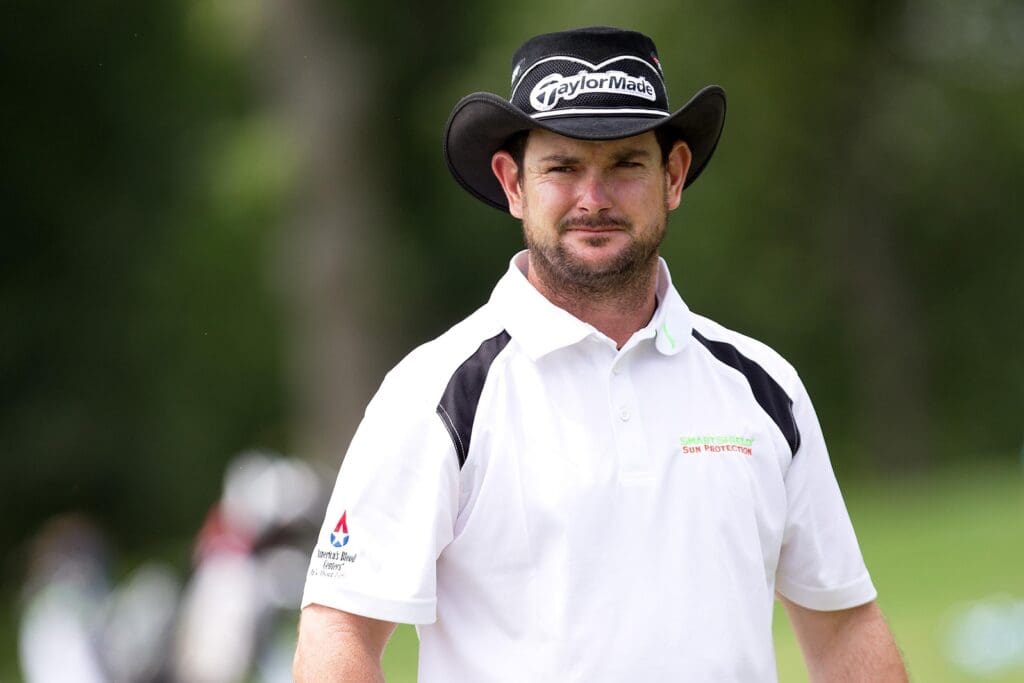 Jun 13, 2011; Bethesda, MD, USA; Rory Sabbatini on the putting green during the practice round of the U.S. Open at Congressional Country Club.