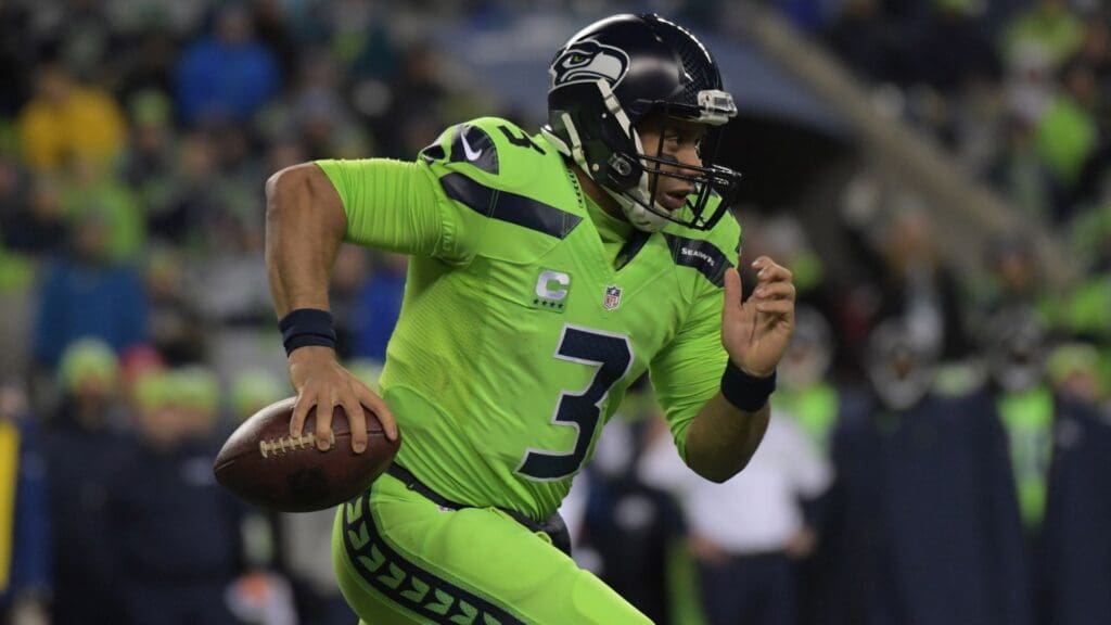 Dec 15, 2016; Seattle, WA, USA; Seattle Seahawks quarterback Russell Wilson (3) carries the ball in the third quarter against the Los Angeles Rams during a NFL football game at CenturyLink Field.