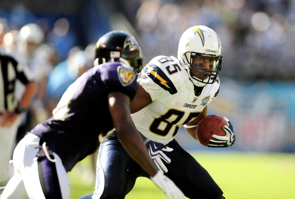 Sep. 20, 2009; San Diego, CA, USA; San Diego Chargers wide receiver (85) Antonio Gates against the Baltimore Ravens at Qualcomm Stadium in San Diego. Baltimore defeated San Diego 31-26.