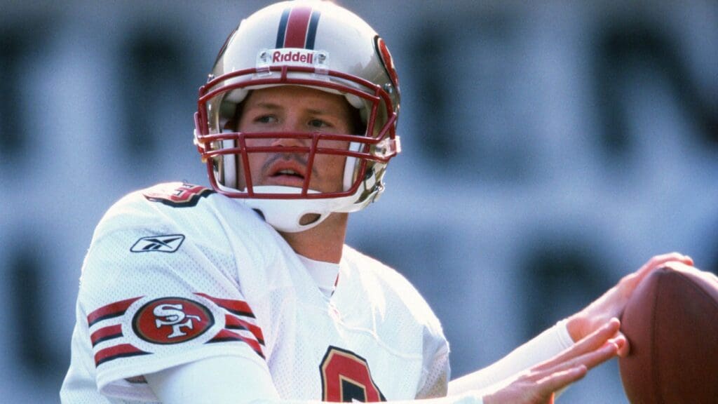 Aug 28, 2002; San Francisco, CA, USA; San Francisco 49ers quarterback Cade McNown during the game against the San Diego Chargers at San Francisco Stadium at Candlestick Point. The 49ers defeated the Chargers 27-3
