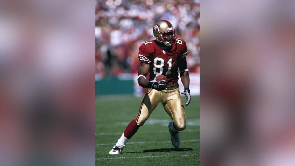 Sep 22, 2002; San Francisco, CA, USA; FILE PHOTO; San Francisco 49ers receiver Terrell Owens (81) in action against the Washington Redskins at 3Com Park.