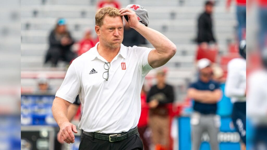 Sep 10, 2022; Lincoln, Nebraska, USA; Nebraska Cornhuskers head coach Scott Frost walks on the field before a game against the Georgia Southern Eagles at Memorial Stadium.