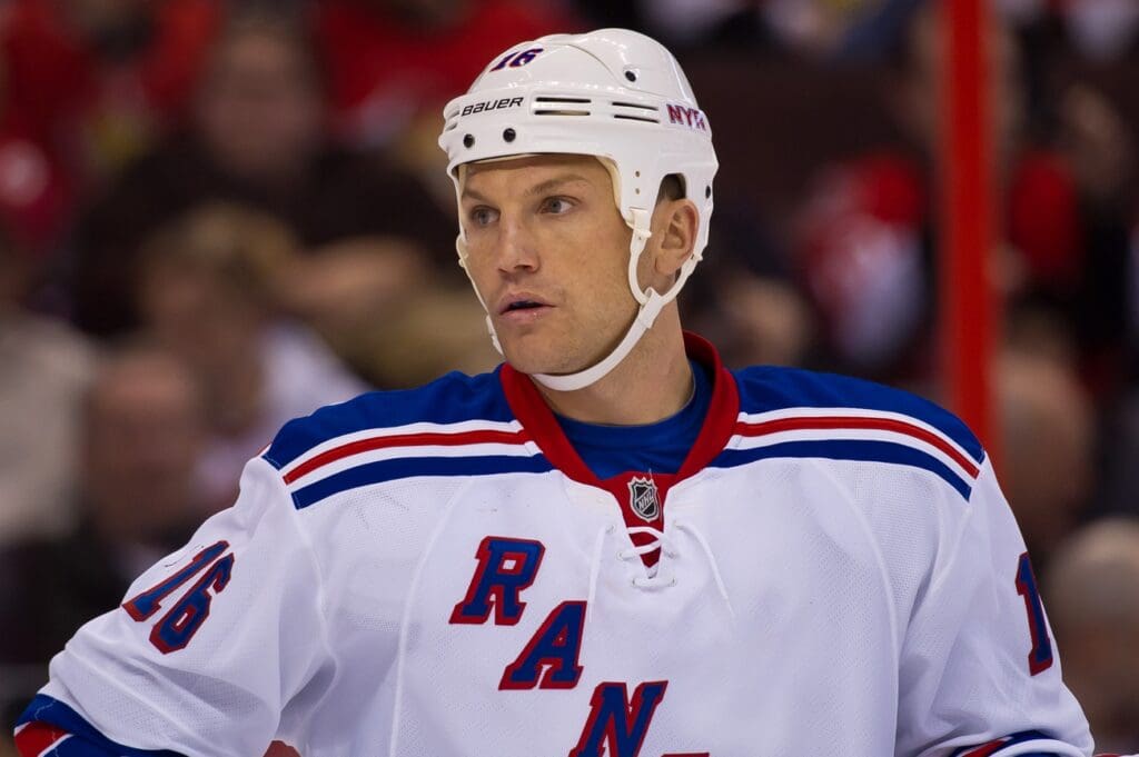Nov 09, 2011; Ottawa, ON, CAN; New York Rangers left wing Sean Avery (16) during the second period of play against the Ottawa Senators at Scotiabank Place. The Rangers defeated the Senators 3-2.