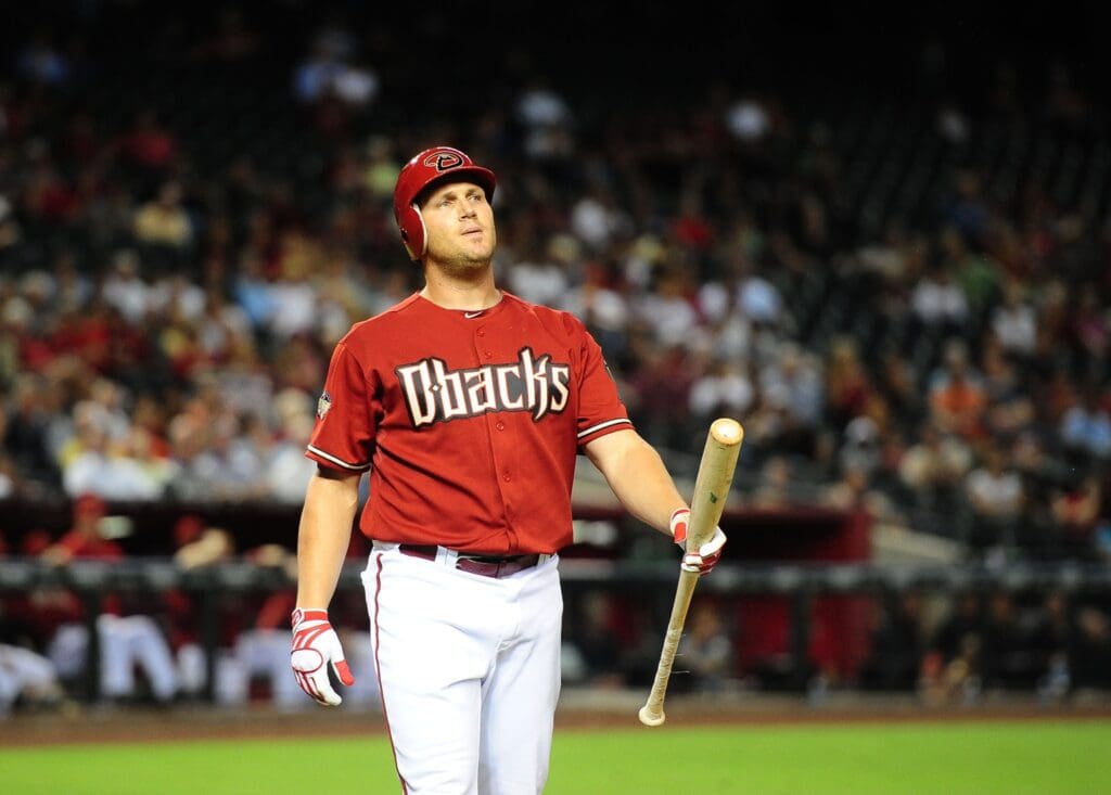 Jun. 1, 2011; Phoenix, AZ, USA; Arizona Diamondbacks infielder Sean Burroughs against the Florida Marlins at Chase Field.