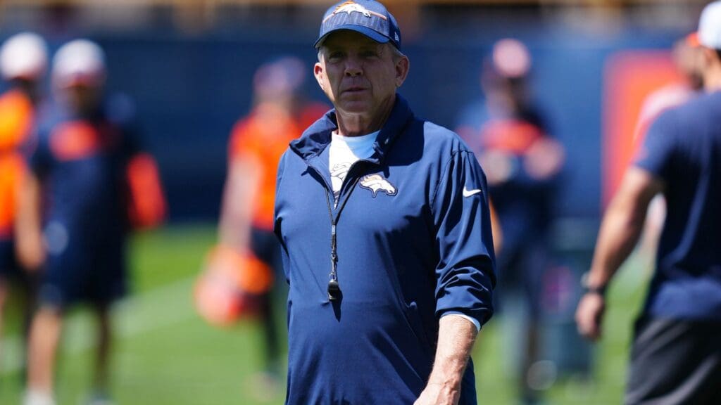 May 10, 2025; Englewood, CO, USA; Denver Broncos head coach Sean Payton during rookie minicamp at Broncos Park Powered by CommonSpirit.