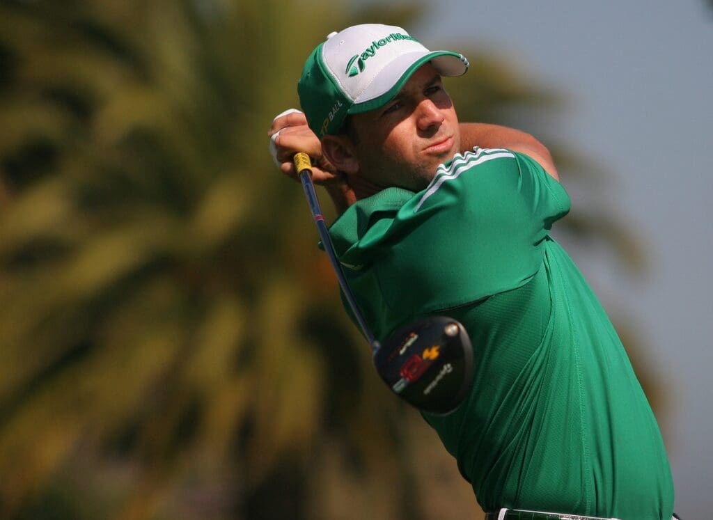 February 16, 2008: Pacific Palisades, CA, USA; Sergio Garcia (ESP) tees off from the third hole tee box during the third round at the Northern Trust Open at the Riviera Country Club.