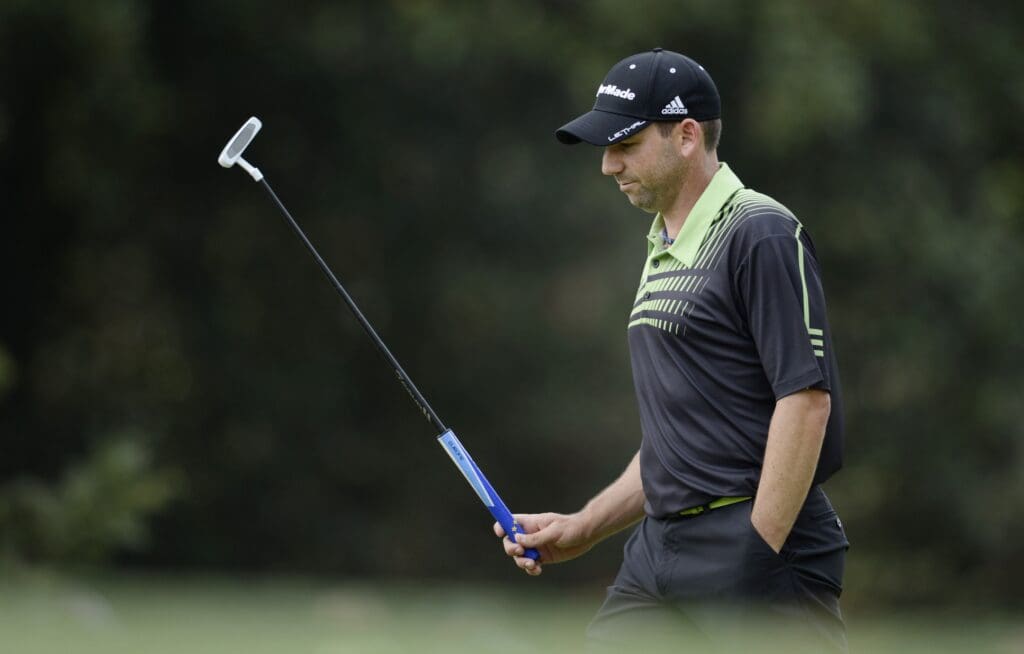 Sergio Garcia on the 10th hole during the first round of the 2013 The Masters golf tournament at Augusta National Golf Club.