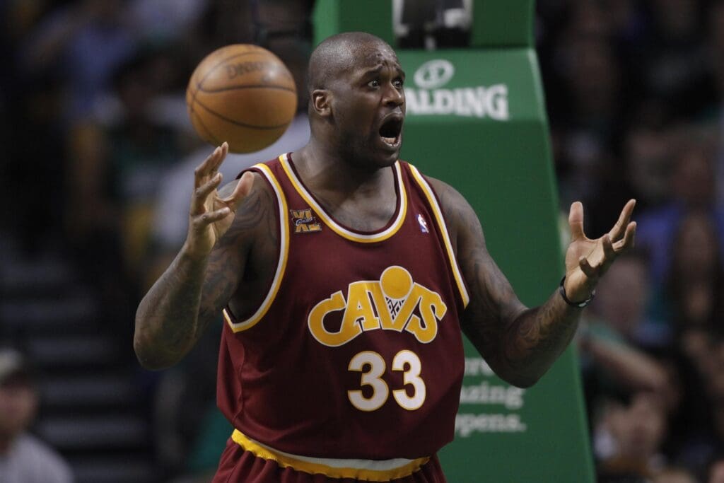 May 9, 2010; Boston, MA, USA; Cleveland Cavaliers center Shaquille O'Neal (33) reacts to a call as they take on the Boston Celtics during the second half in game four of the eastern conference semifinals in the 2010 NBA playoffs at the TD Garden. The Celtics defeated the Cavaliers 97-87.