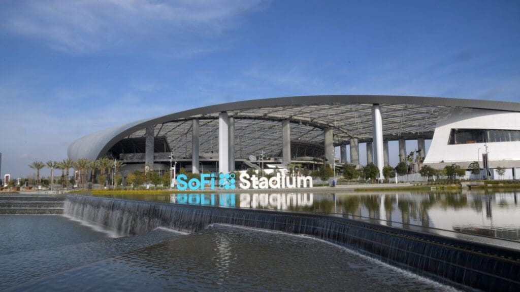 Jan 3, 2021; Inglewood, California, USA; A general view of Lake Park at SoFi Stadium before the game between the Arizona Cardinals and the Los Angeles Rams