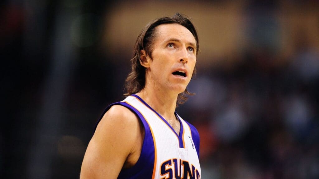 Apr. 13, 2011; Phoenix, AZ, USA; Phoenix Suns guard Steve Nash against the San Antonio Spurs at the US Airways Center.