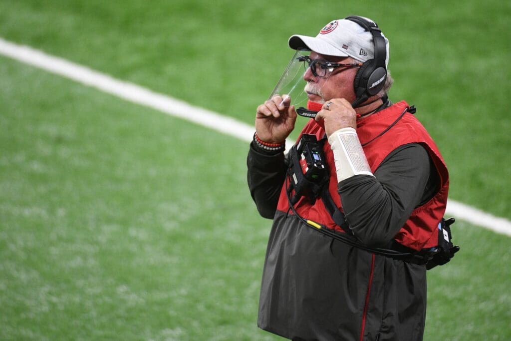 Dec 26, 2020; Detroit, Michigan, USA; Tampa Bay Buccaneers head coach Bruce Arians looks on during the second quarter against the Detroit Lions at Ford Field.