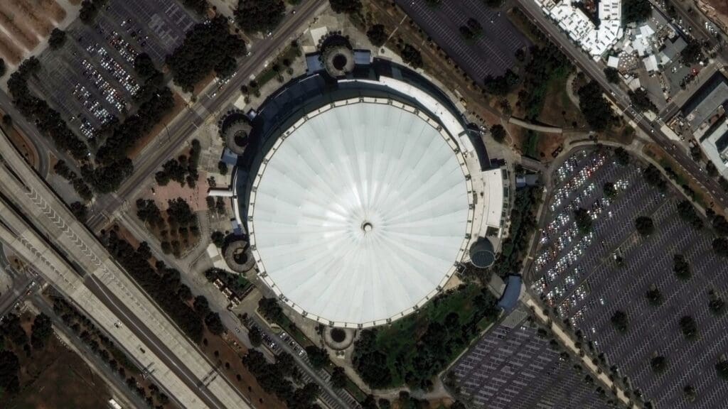 Tropicana Field, home to Major League Baseball's Tampa Bay Rays, on June 3, 2024. The 1.1 million square foot stadium is located in St. Petersburg, Florida, which was in Hurricane Milton's destructive path across the state on Oct. 9, 2024. Hurricane Milton spawned tornadoes and unleashed heavy winds, rain and flooding across the state as the region was still reeling from Hurricane Helene.