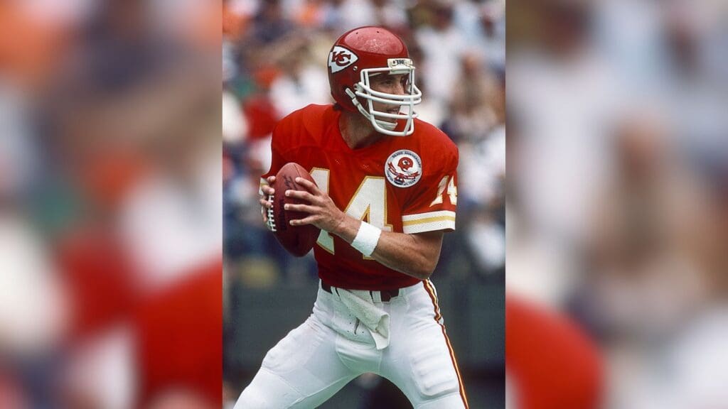 Sep 9, 1984; Cincinnati, OH, USA; FILE PHOTO; Kansas City Chiefs quarterback Todd Blackledge (14) in action against the Cincinnati Bengals at Riverfront Stadium.