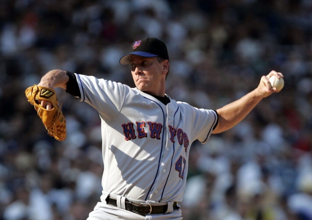 Mets pitcher Tom Glavine pitching against the Yankees in the second game of the subway series at Yankee Stadium June 26, 2005. The Mets defeated the Yankees 10 - 3.