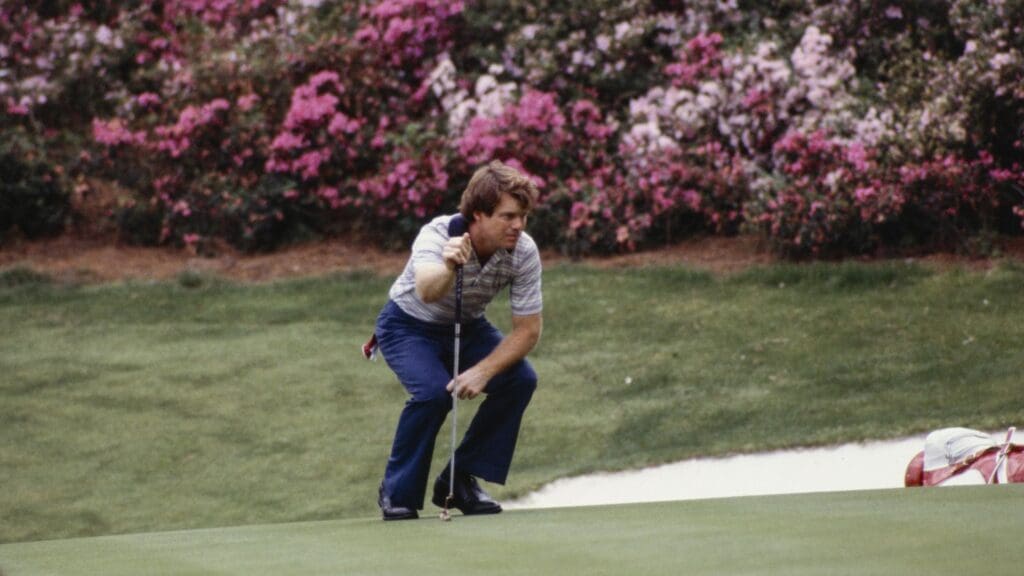 04/12/1979; Augusta, Georgia, USA; Tom Watson walks along course at the Augusta National GC during the 1979 Masters.
