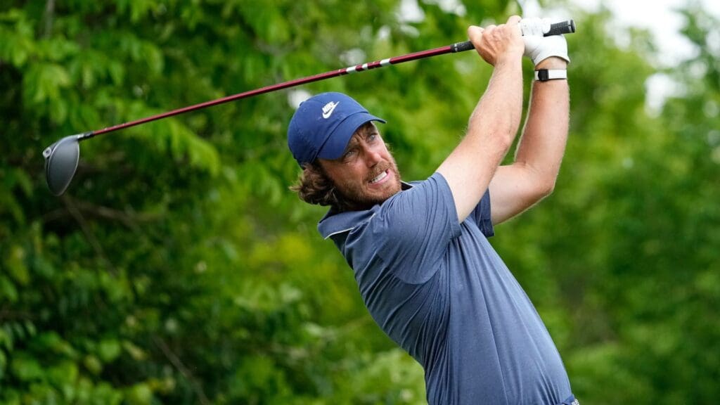 Tommy Fleetwood tees off on 15 during the first round of the Memorial Tournament at Muirfield Village Golf Club in Dublin on May 29, 2025.