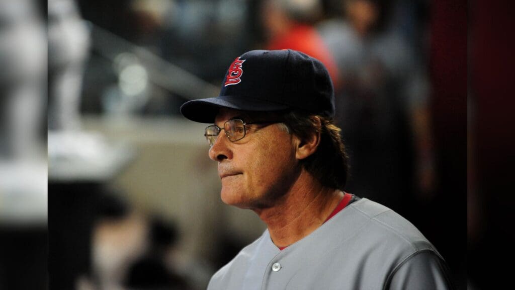 Sept 3, 2008; Phoenix, AZ, USA; St. Louis Cardinals manager Tony La Russa against the Arizona Diamondbacks at Chase Field.