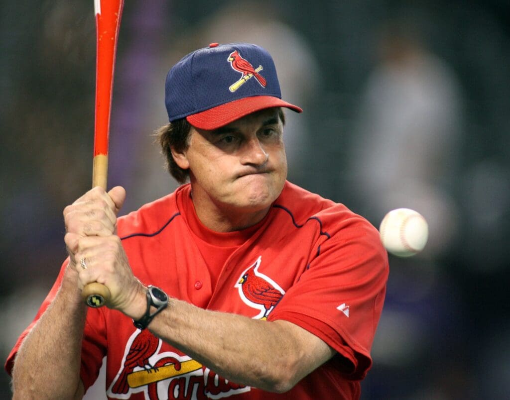 Sept 8, 2006; Phoenix, AZ, USA; St Louis Cardinals head coach Tony La Russa hits grounders before playing the Arizona Diamondbacks at Chase Field.