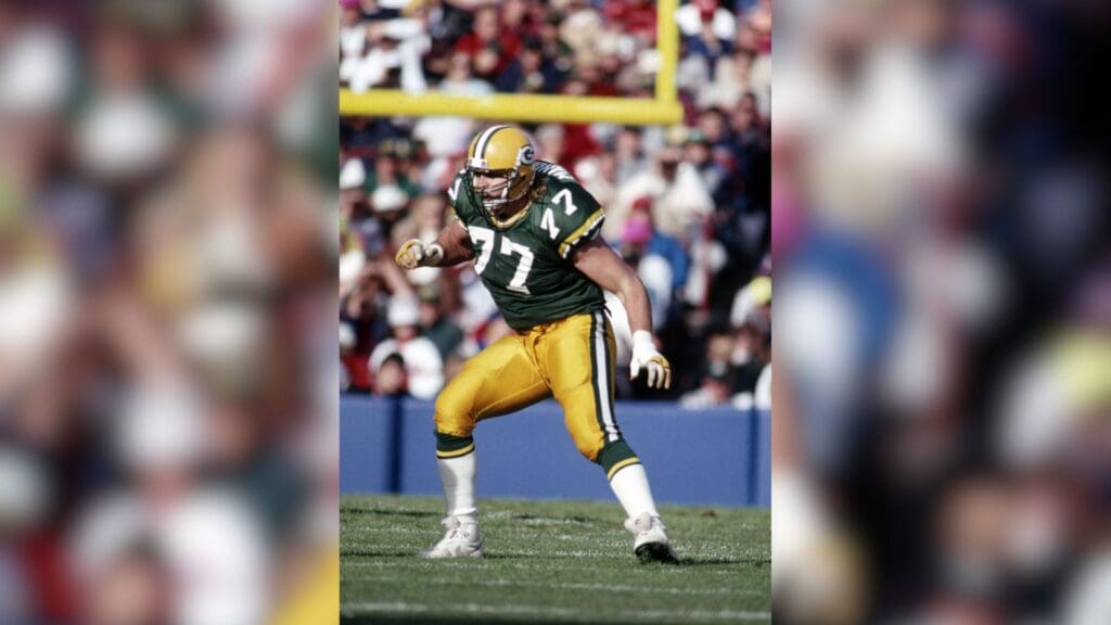 Oct 22, 1989; Miami, FL, USA; FILE PHOTO; Green Bay Packers takcle Tony Mandarich (77) in action against the Minnesota Vikings at Dolphin Stadium.