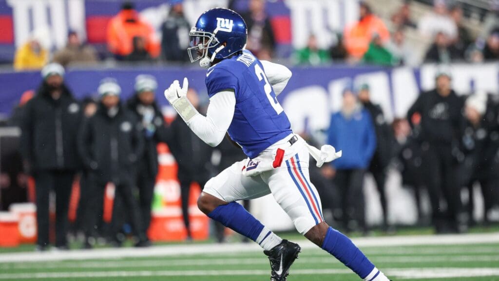 Jan 7, 2024; East Rutherford, New Jersey, USA; New York Giants quarterback Tyrod Taylor (2) scrambles during the first quarter against the Philadelphia Eagles at MetLife Stadium.