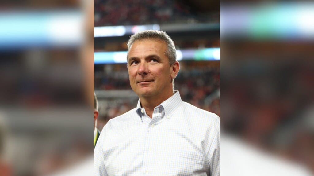 Feb 2, 2020; Miami Gardens, Florida, USA; Former football head coach Urban Meyer on the sidelines of Super Bowl LIV between the Kansas City Chiefs and San Francisco 49ers at Hard Rock Stadium.