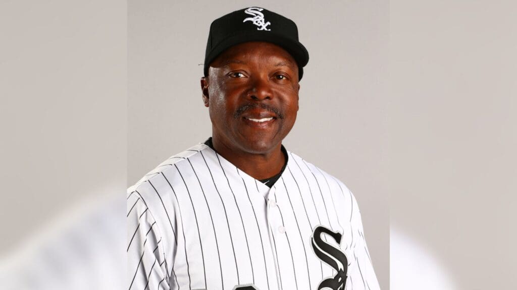 Feb 28, 2015; Glendale, AZ, USA; Chicago White Sox minor league base running instructor Vince Coleman poses for a portrait during photo day at Camelback Ranch