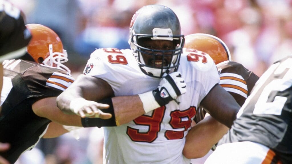 Unknown date; Tampa, FL, USA; FILE PHOTO; Tampa Bay Buccaneers defensive tackle Warren Sapp (99) in action against the Cleveland Browns at Raymond James Stadium.