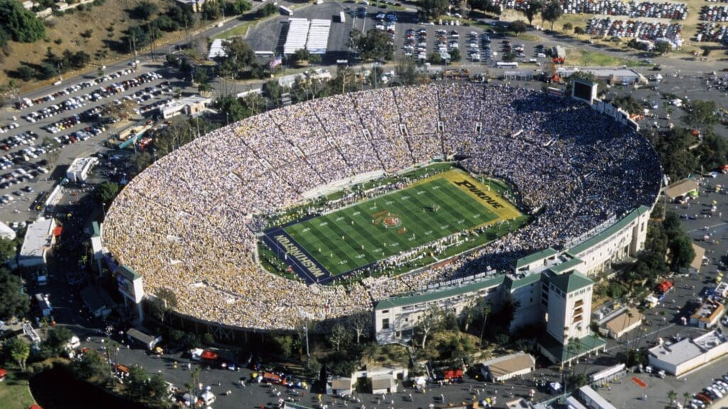 Jan 1, 2001; Pasadena, CA, USA: FILE PHOTO; An aerial view of the 87th Rose Bowl game where the Washington Huskies beat the Purdue Boilermakers 34-24.