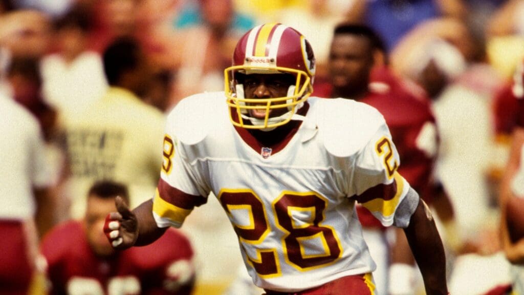 Sep 9, 1990; Washington, DC, USA; FILE PHOTO; Washington Redskins cornerback Darrell Green (28) in action against the Arizona Cardinals at Anaheim Stadium.