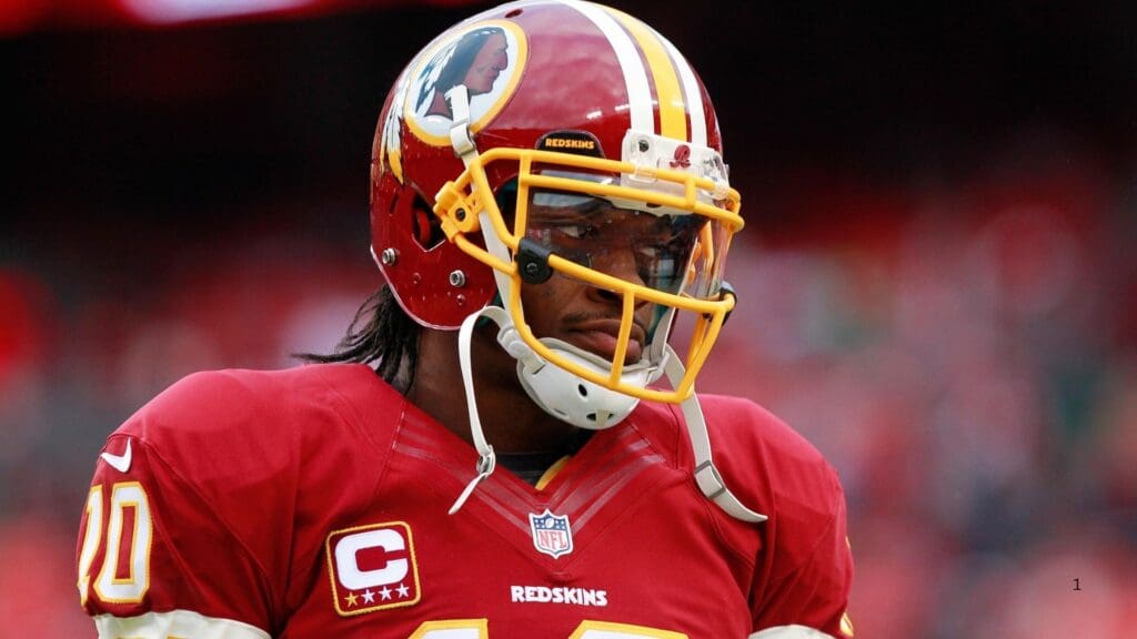 Jan 6, 2013; Landover, MD, USA; Washington Redskins quarterback Robert Griffin III (10) stands on the field during warm ups prior to the NFC Wild Card playoff game against the Seattle Seahawks at FedEx Field.