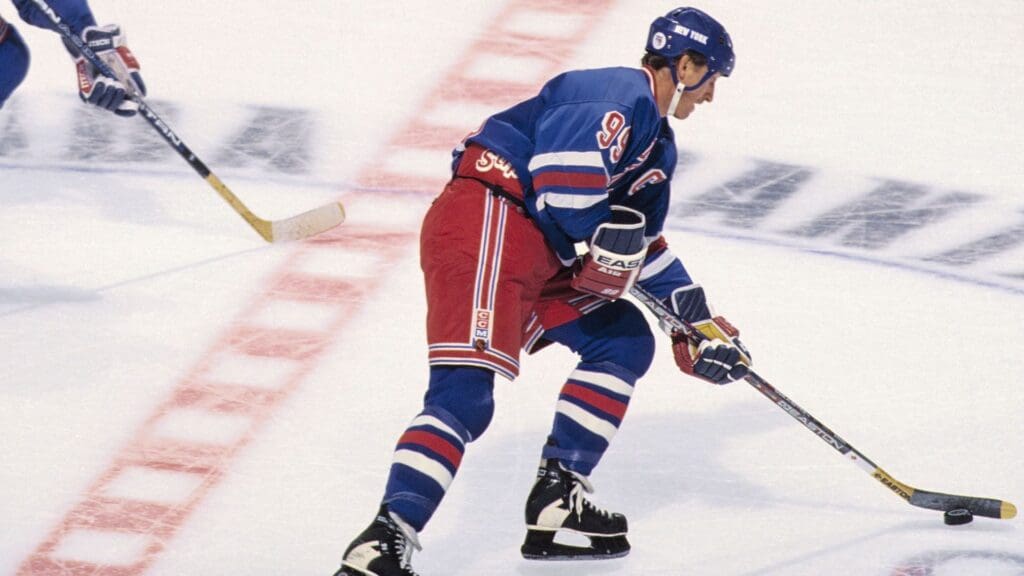 Unknown date, 1996; Miami, FL; USA; FILE PHOTO; New York Rangers forward Wayne Gretzky (99) in action against the Florida Panthers during the 1996-97 season at Miami Arena.