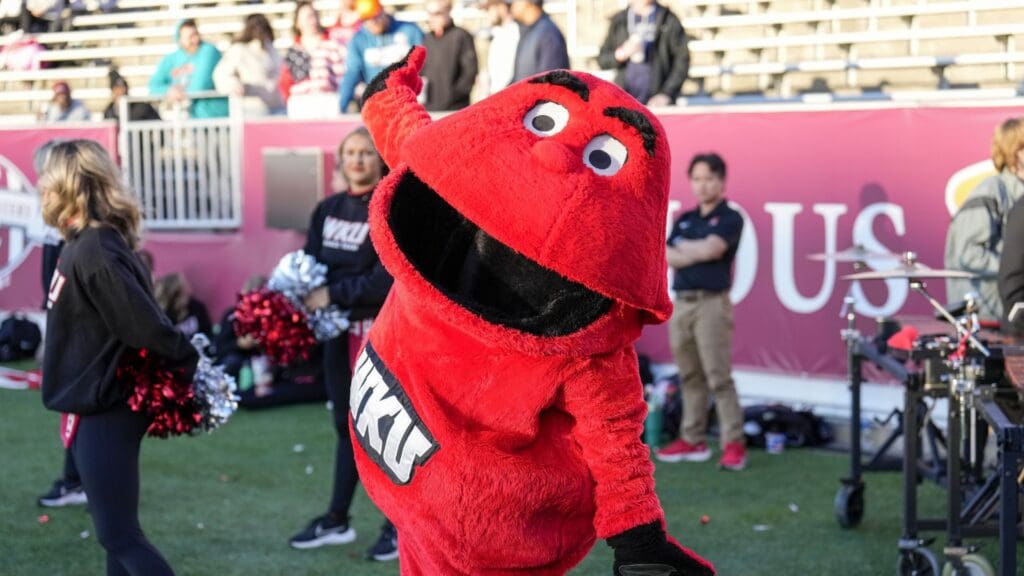 Western Kentucky Hilltoppers mascot Big Red during the second half against the Old Dominion Monarchs at Charlotte 49ers' Jerry Richardson Stadium