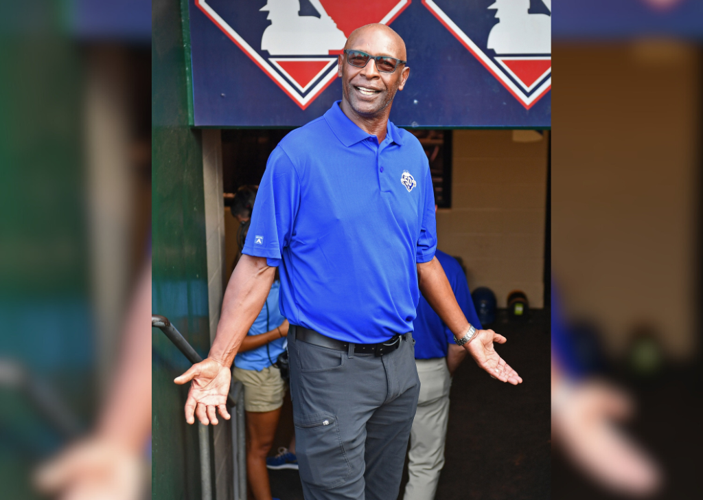 iAug 11, 2018; Kansas City, MO, USA; Former Kansas City Royal Willie Wilson gets ready to come onto the field, prior to a celebration for the 50th year of Royals baseball, before a game against the St. Louis Cardinals at Kauffman Stadium. Mandatory Credit: Peter G. Aiken/Imagn Images