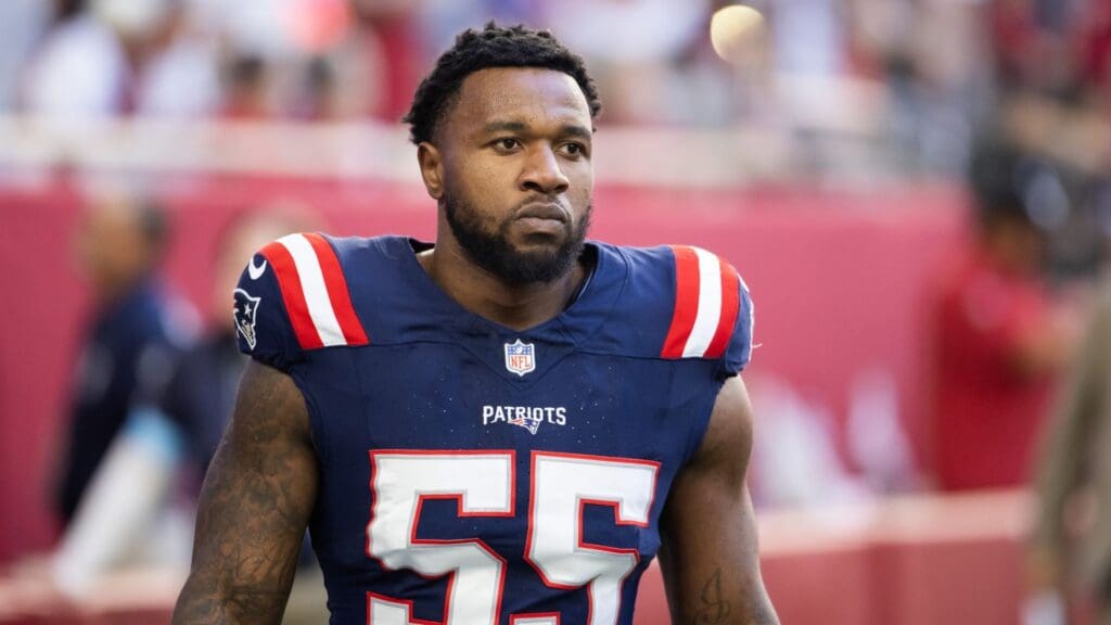 Dec 15, 2024; Glendale, Arizona, USA; New England Patriots linebacker Yannick Ngakoue (55) against the Arizona Cardinals at State Farm Stadium.