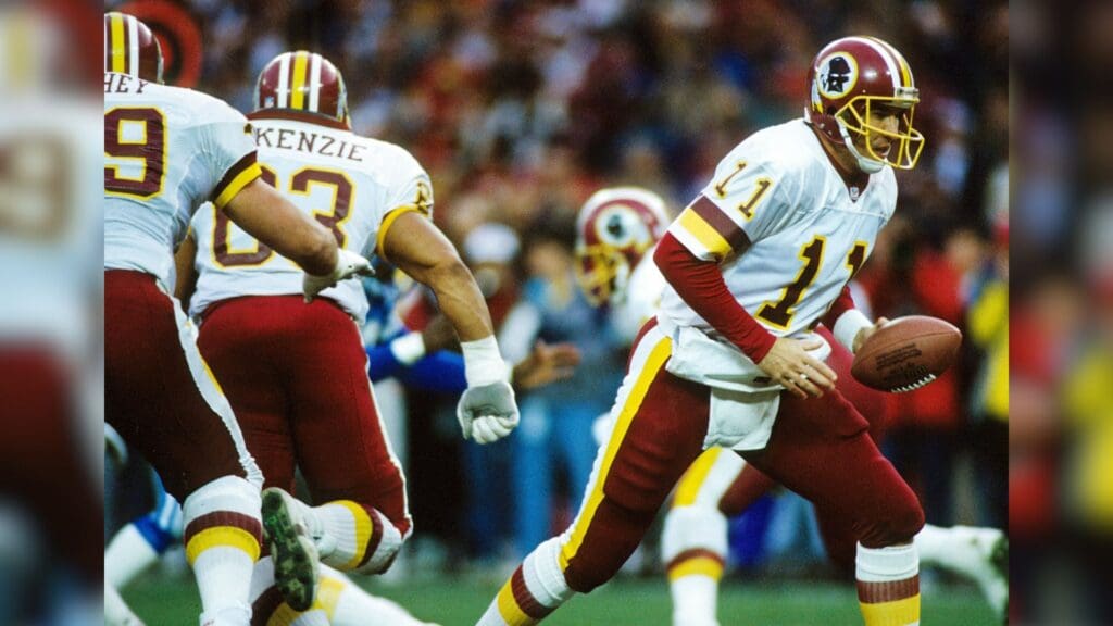 Jan 12, 1992; Washington, DC, USA; FILE PHOTO; Washington Redskins quarterback Mark Rypien (11) in action against the Detroit Lions in the 1991 NFC Championship at RFK Stadium. The Redskins defeated the Lions 41-10.