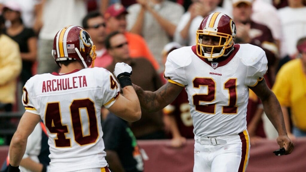 Oct 1, 2006; Landover, MD, USA; Washington Redskins safety Sean Taylor (21) and safety Adam Archuleta (40) react during the game against the Jacksonville Jaguars at FedEx Field in Landover, MD.