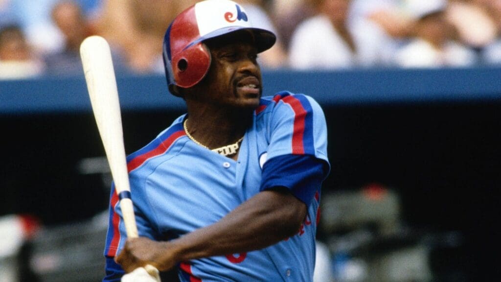 1983; Unknown location, USA; FILE PHOTO; Montreal Expos first baseman Al Oliver in action at the plate during the 1983 season.