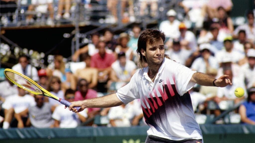 Unknown date; Key Biscayne, FL, USA; FILE PHOTO; Andre Agassi in action during the Lipton Tennis Tournament at Key Biscayne, FL