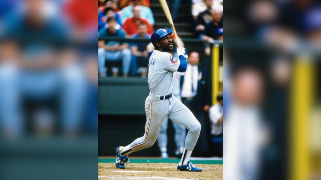 Unknown date and location; USA; FILE PHOTO; Chicago Cubs outfielder Andre Dawson in action at the plate.