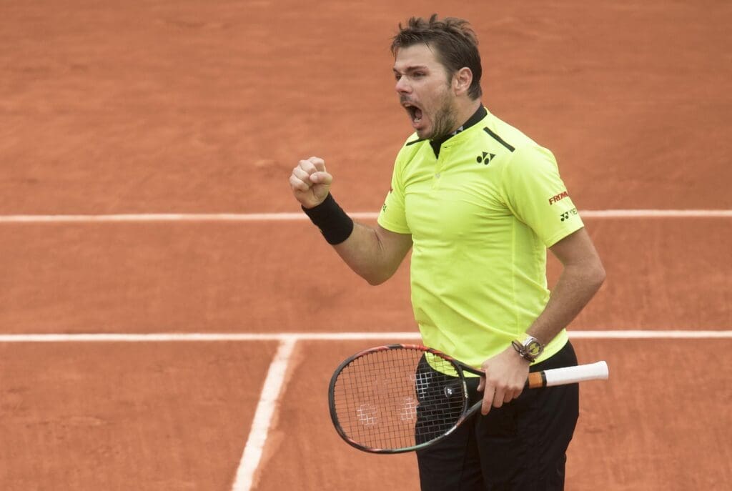 June 3, 2016; Paris, France; Andy Murray (GBR) reacts during his match against Stanislas Wawrinka (SUI) on day 13 of the 2016 French Open.