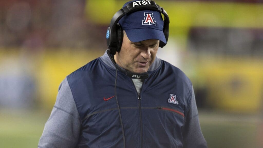 Dec 27, 2017; Santa Clara, CA, USA; Arizona Wildcats head coach Rich Rodriguez reacts after a play against the Purdue Boilermakers during the first half in the 2017 Foster Farms Bowl at Levi's Stadium.
