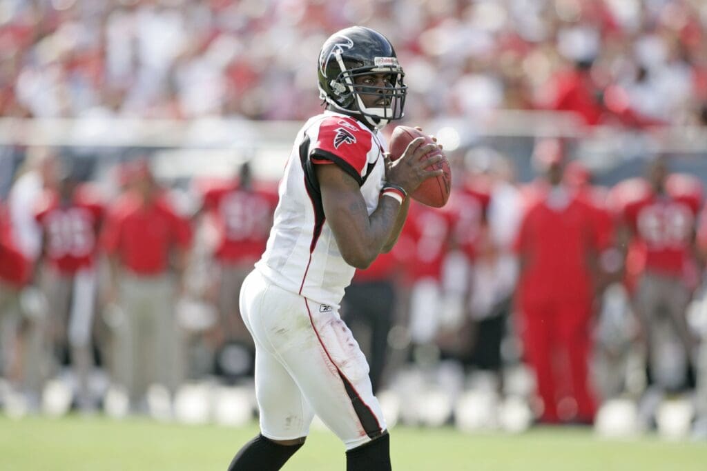 Dec 05, 2004; Tampa, FL, USA; Atlanta Falcons quarterback Michael Vick in action at Raymond James Stadium.