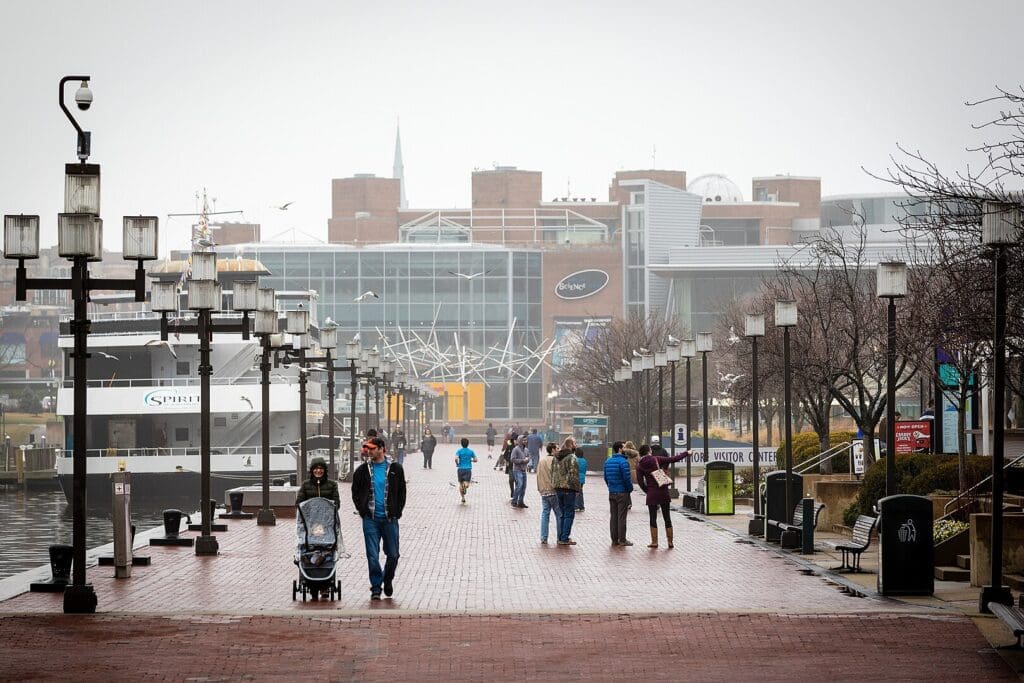 Rainy weather at the Baltimore, Harbor, Maryland