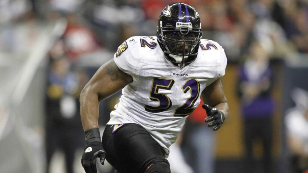 Dec 13, 2010; Houston, TX, USA; Baltimore Ravens linebacker Ray Lewis (52) against the Houston Texans in the fourth quarter at Reliant Stadium. The Ravens defeated the Texans 34-28.