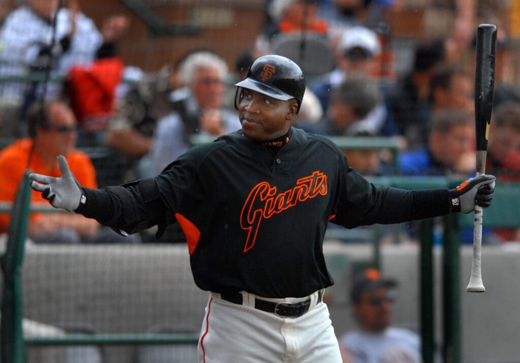 Mar 22, 2007; Scottsdale, AZ, USA; San Francisco Giants left fielder (25) Barry Bonds against the Arizona Diamondbacks at Scottsdale Stadium in Scottsdale, AZ.