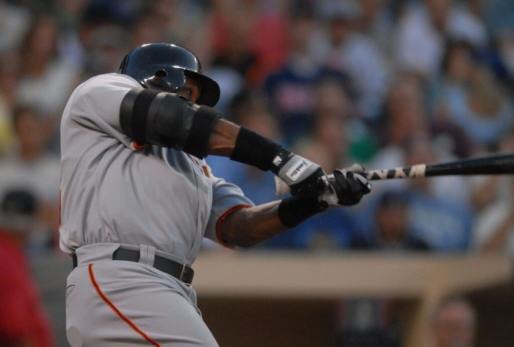 Jun 30, 2006; San Diego, CA, USA; San Francisco Giants outfielder Barry Bonds against the San Diego Padres at Petco Field.