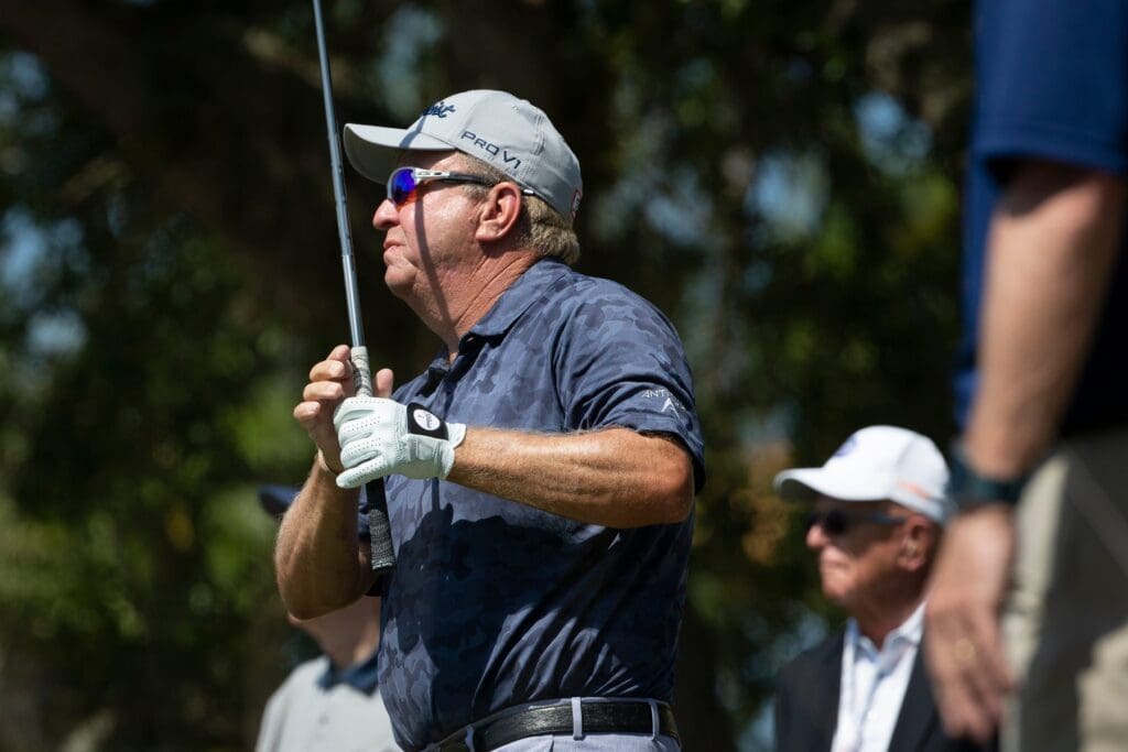 Billy Mayfair tees off at the first hole during the Chubb Classic Pro Am, Wednesday, April 14, 2021, at the Tiburon Golf Club in North Naples. Ndn 0413 Ja Chubb Classic 09