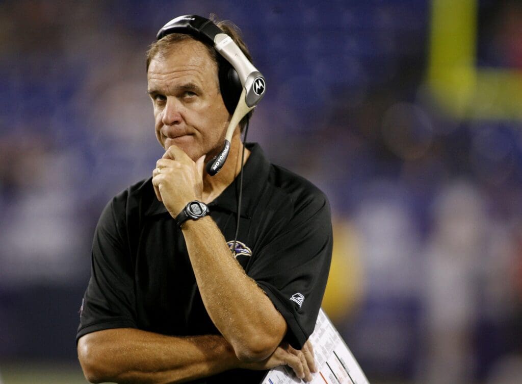 Aug 25, 2006; Minneapolis, MN, USA; Baltimore Ravens head coach Brian Billick walks the side line during the fourth quarter of the game against the Minnesota Vikings at the Metrodome. Vikings win 30-7.