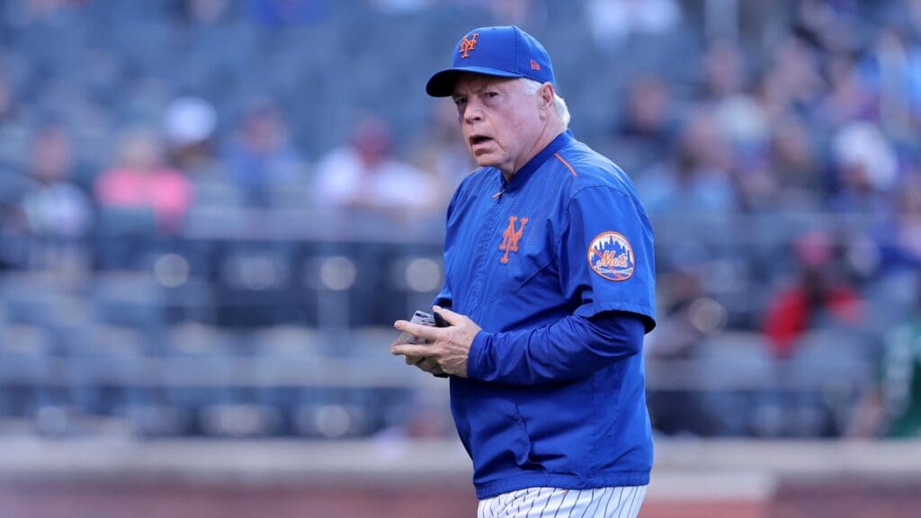 Oct 1, 2023; New York City, New York, USA; New York Mets manager Buck Showalter (11) walks off the field after a pitching change during the ninth inning against the Philadelphia Phillies at Citi Field.